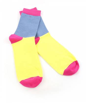Стильные носки желто-серые с красным мыском и пяткой Baboon