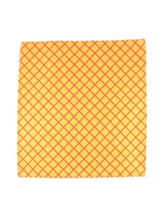 Нагрудный платок желтый в красную клетку из хлопка