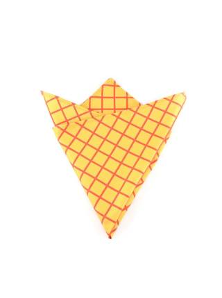 Нагрудный платок желтый в красную клетку из хлопка