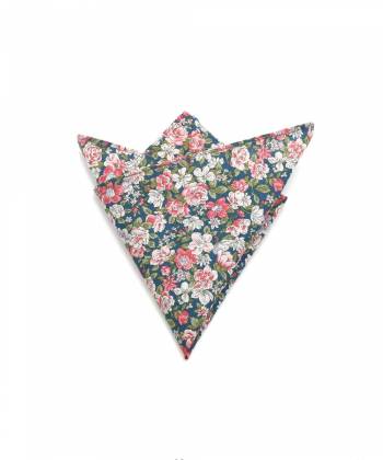 Нагрудный платок с рисунком Бело-розовые цветы из хлопка