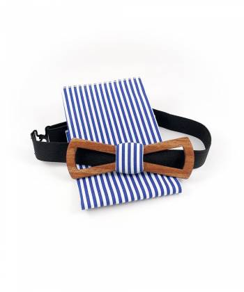 Деревянный галстук-бабочка Twins Bow Ties Эдуард Slim Fresh с платком