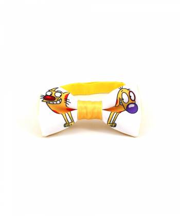 Детский галстук-бабочка белый с рисунком КотоПес / CatDog YAKUT